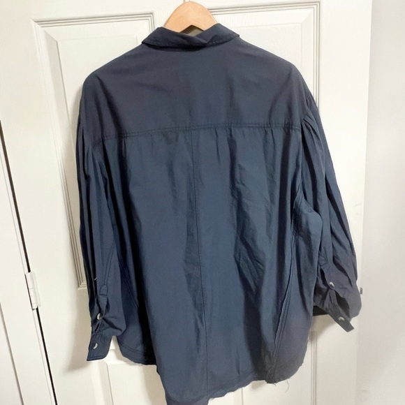 We The Free free people Happy Hour Solid Poplin Top in blue cotton - Picture 10 of 12